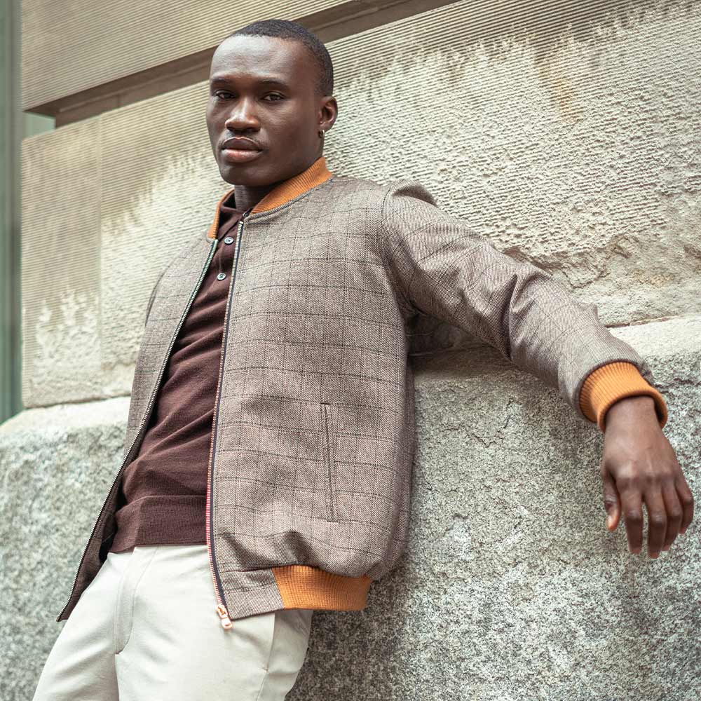 Men's Microfiber Bomber Jacket (KNT-87|BR3)       