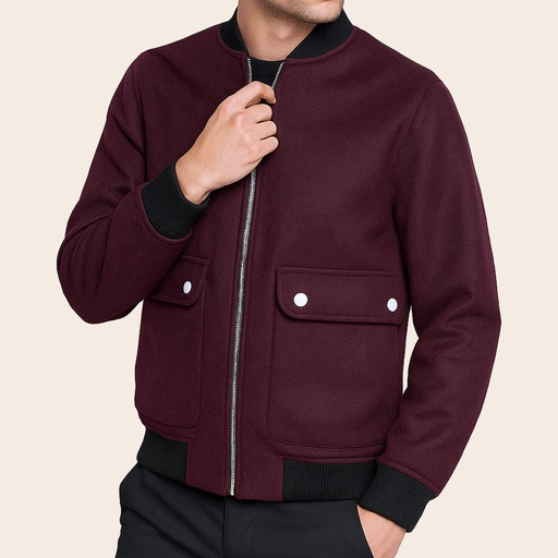Men's Wool Blend Bomber Jacket (LBL-9|BRT/ORG)       